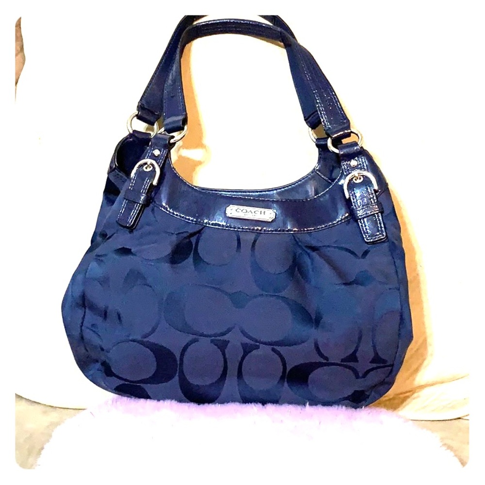 Navy Coach Signature handbag